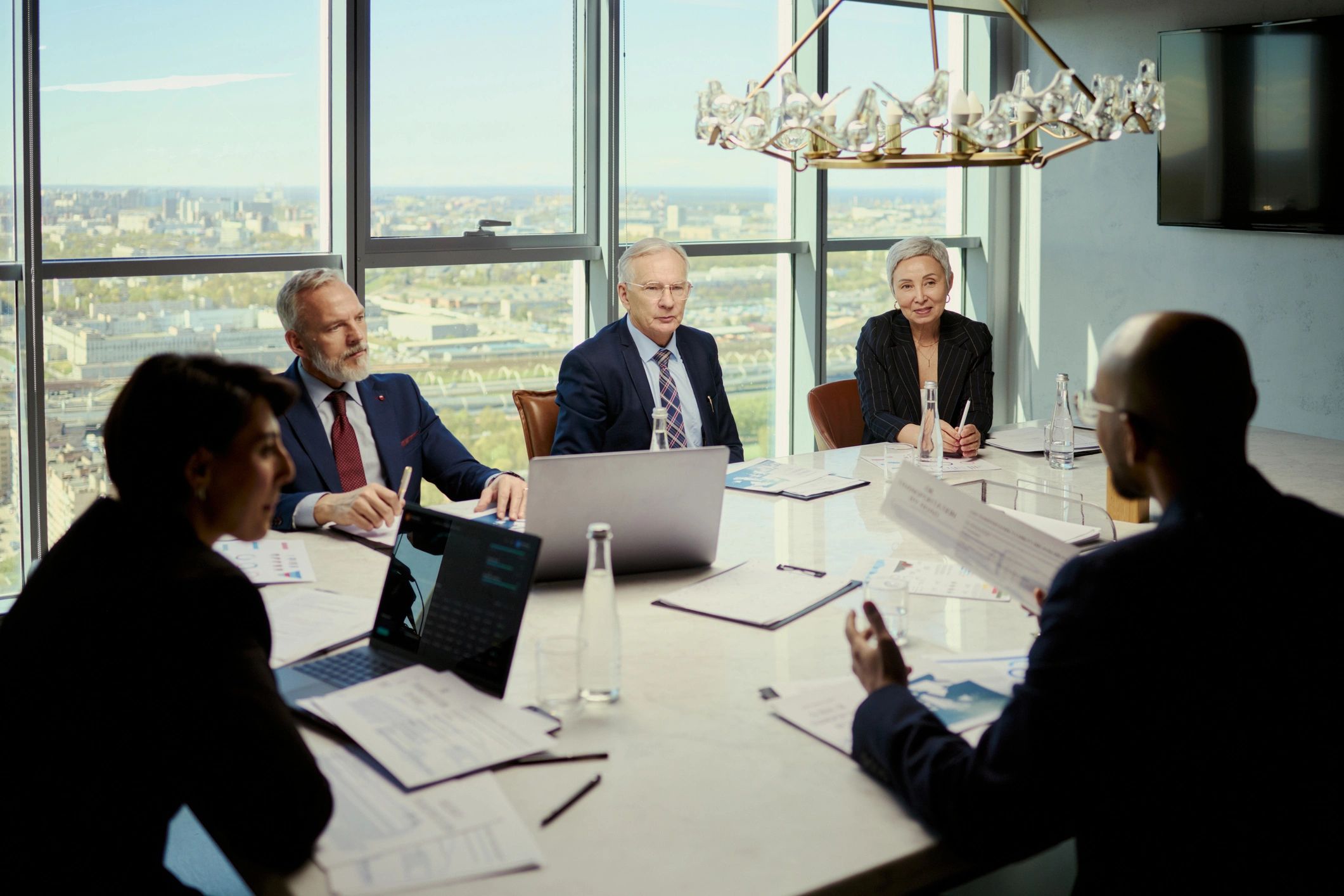 Business consulting team in a strategy boardroom session